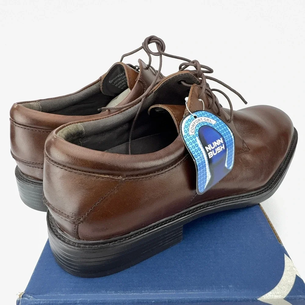 Nunn Bush Maury Brown Leather Plain Toe Oxford Shoes Mens‎ 12M NIB